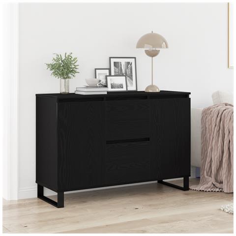 Credenza Nero Rovere 104x35x70 cm Legno Ingegnerizzato - Foto 2