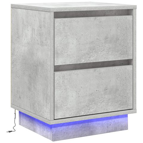 Comodino con luci LED grigio cemento 39x34.5x50 cm - Foto 1