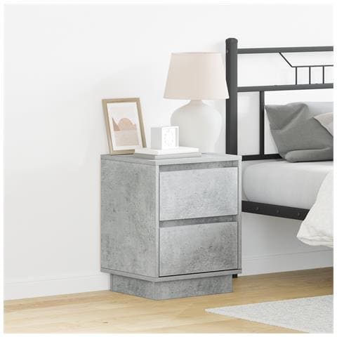 Comodino con luci LED grigio cemento 39x34.5x50 cm - Foto 2