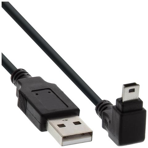 Cavo USB 2.0 Mini, Am / Mini Bm (5pol.), Angolato v / Basso, nero, 0,3m - Foto 1
