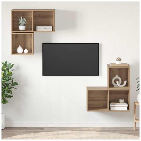 Set mobile TV 4 pz Rovere artigianale Legno ingegnerizzato - Foto 2