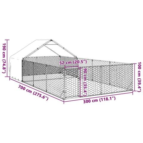 Cuccia per Cani da Esterno con Recinto 7x3x1,9m Acciaio Zincato - Foto 8