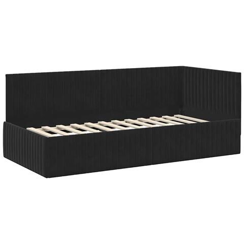 Cornice del letto ad angolo Nero 90 x 200 cm Velluto - Foto 1