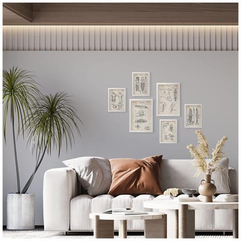 Set Di 6 Stampe Poster Con Brevetti Di Surf Poster Con Immagini Di Brevetti Retrò Design D'interni In Stile Vintage A3 & A4 Cornice Bianca - Foto 6