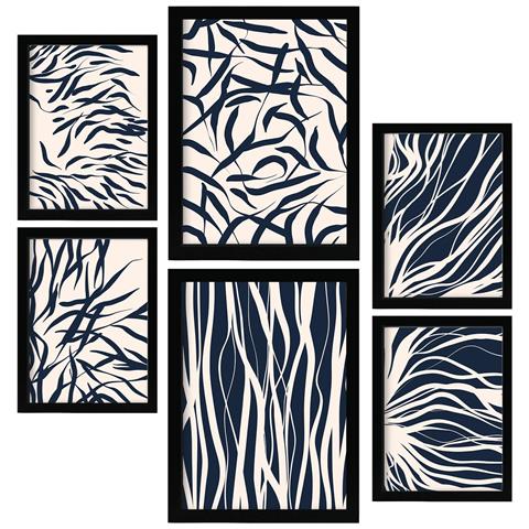 Set Di 6 Stampe Bland Arts In Form Abstracts Dipinti Decorativi Estetici Per Il Tuo Soggiorno, Camera Da Letto, Casa A3 & A4 Cornice Nera - Foto 1