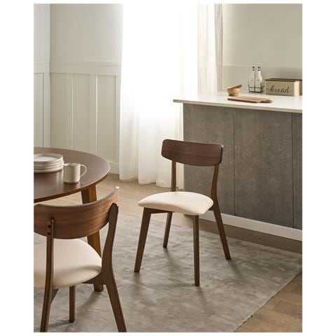Set Di 2 Sedie Da Pranzo Hope Legno Bianco Sporco /marrone Scuro - Foto 1