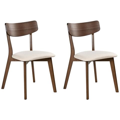Set Di 2 Sedie Da Pranzo Hope Legno Bianco Sporco /marrone Scuro - Foto 2