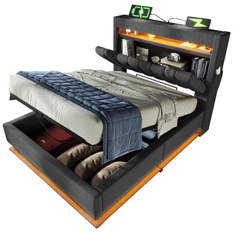 Letto Contenitore Innovativo, Illuminazione Led App, Usb Type-c, Design Moderno - Foto 1