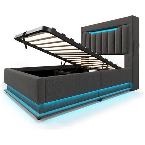 Letto Contenitore Innovativo, Illuminazione Led App, Usb Type-c, Design Moderno - Foto 2