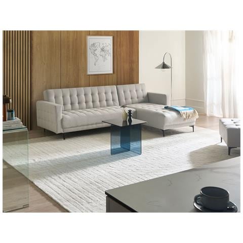 Divano Letto Angolare Modulare 4 Posti Aberdeen Tessuto Grigio Chiaro Lato Sinistro - Foto 1