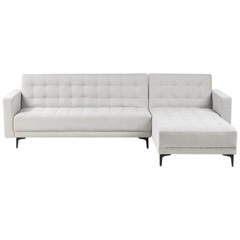 Divano Letto Angolare Modulare 4 Posti Aberdeen Tessuto Grigio Chiaro Lato Sinistro - Foto 2