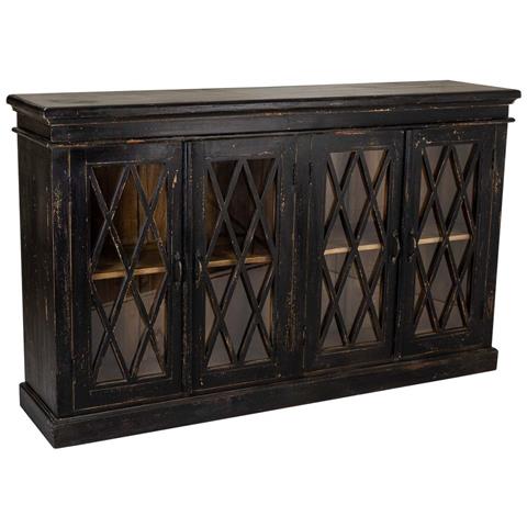 Credenza In Legno E Vetro Artigianale Nero 170x40x100 - Foto 1