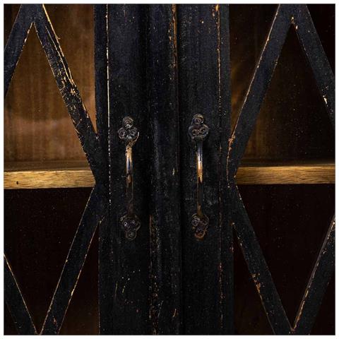 Credenza In Legno E Vetro Artigianale Nero 170x40x100 - Foto 8