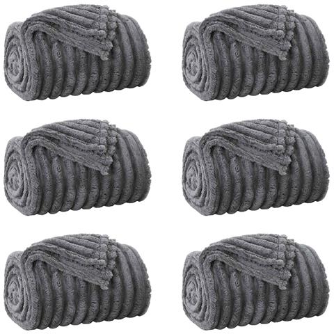 Coperte da Pile 6 pcs Grigio scuro 270 x 240 cm Panno - Foto 1