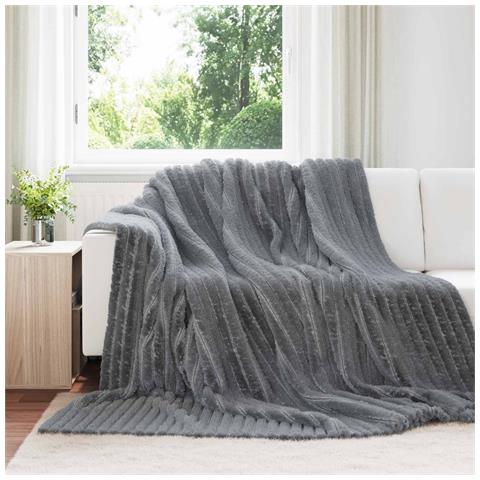 Coperte da Pile 6 pcs Grigio scuro 270 x 240 cm Panno - Foto 2