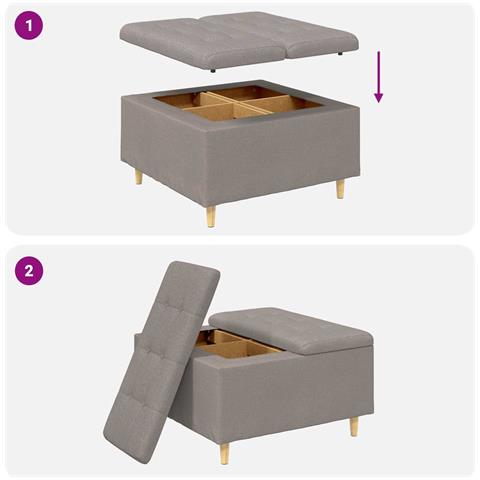 Pouf contenitore con cuscino Talpa 80 x 80 x 45 cm Tessuto - Foto 9