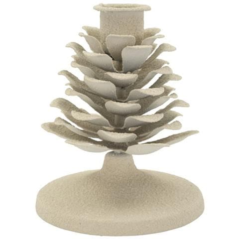 Portacandele Dune Pigna Piccolo In Ferro Crema A Forma Di Pigna — Ø 9,5 X H 11,5 Cm - Foto 1
