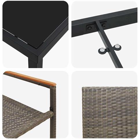 Set da Pranzo per Giardino con cuscino 7 pcs Grigio polyrattan - Foto 9
