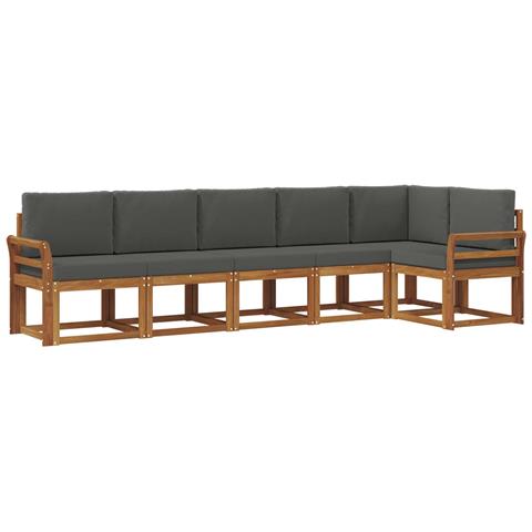 Set di divani da esterno con cuscino 6 pcs Naturale e Antracite - Foto 1