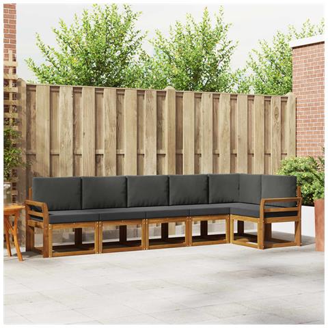 Set di divani da esterno con cuscino 6 pcs Naturale e Antracite - Foto 2