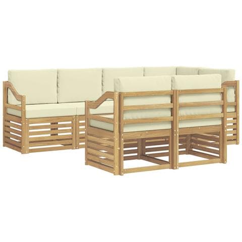 Set divano sezionale con cuscino 7 pcs Bianco e Crema - Foto 1