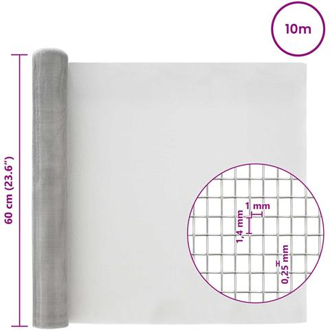 Rete per schermatura 60 x 1000 cm 18 Mesh Argento - Foto 7