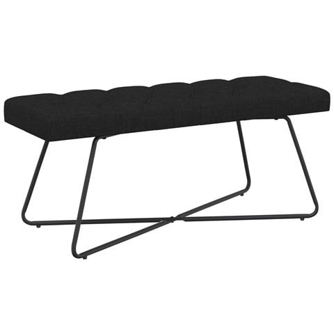 Panchina con bottoni imbottiti Nero 110 x 40 x 46 cm Tessuto - Foto 1