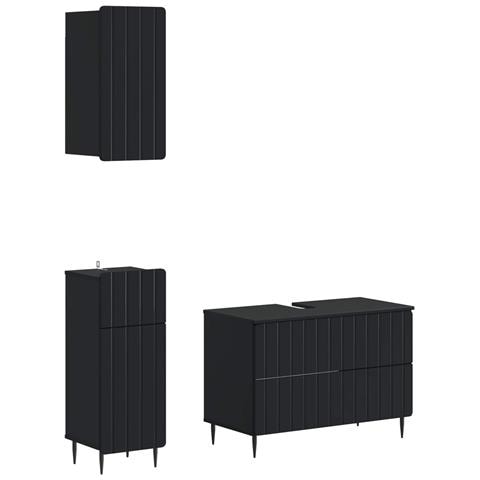 Set di armadietti da bagno in 3 pezzi ZWOLLE Nero - Foto 1
