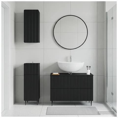 Set di armadietti da bagno in 3 pezzi ZWOLLE Nero - Foto 10