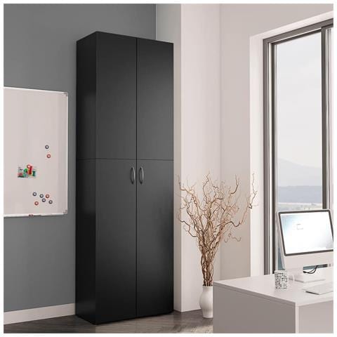 Armadio per Ufficio Nero 60x32x190 cm in Legno Multistrato - Foto 9