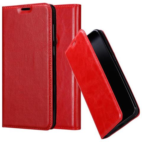 Custodia Compatibile Con Samsung Galaxy A6s In Rosso Mela - Coperchio Protettiva Con Chiusura Magnetica, Funzione Stand E Tasca Per Le Carte - Foto 1
