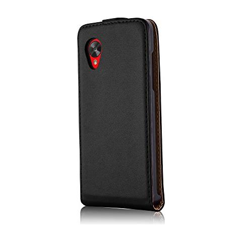 Custodia Compatibile Con Lg Nexus 5 In Nero Carbone - Coperchio Protettivo In Design Flip Realizzato In Finta Pelle Liscia - Foto 2