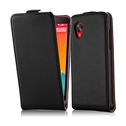Custodia Compatibile Con Lg Nexus 5 In Nero Carbone - Coperchio Protettivo In Design Flip Realizzato In Finta Pelle Liscia - Foto 1