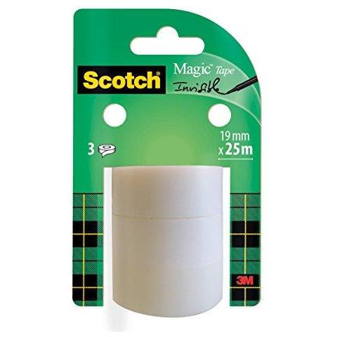 Scotch Invisibile 3 Refill Rolls 19 Mm X 25 M Perfetto Per Le Scuole La Casa E Uffici - Foto 1