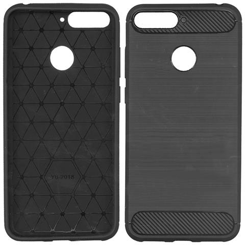 Custodia B-case Tpu Silicone Cover Case Per Huawei Y6 Prime (2018) Carbon Metal Black - Foto 1
