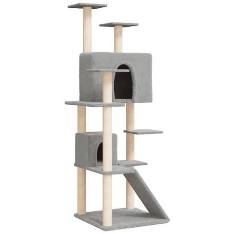 Albero Per Gatti Con Tiragraffi In Sisal Grigio Chiaro 153 Cm - Foto 1