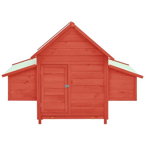Pollaio Rosso E Bianco 152x96x110 Cm In Legno Massello Di Abete - Foto 8