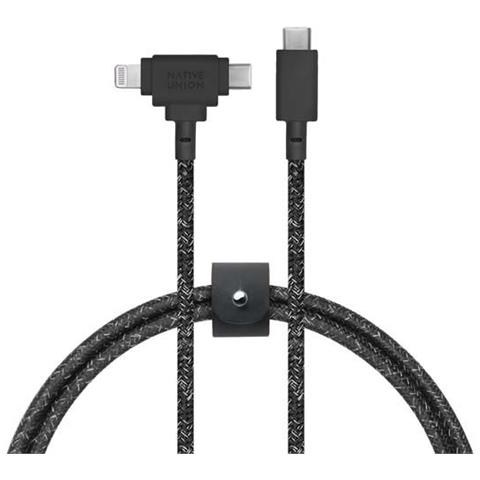 Cavo Eco Belt Da Usb-c A Usb-c/lightning - 1,8 M Cosmo, Nero - Foto 2