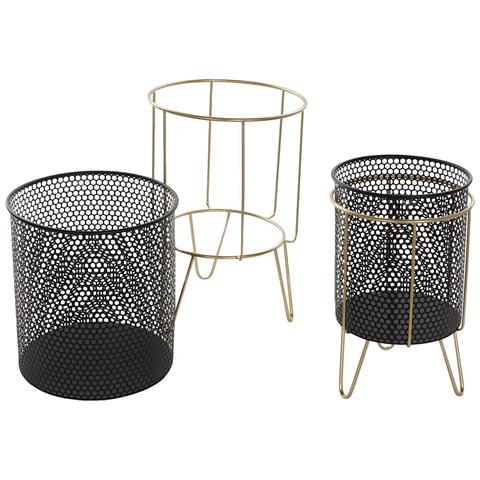 Set Di Vasi Da Fiori Dkd Home Decor Nero Dorato Metallo Loft (36 X 36 X 58 Cm) - Foto 5