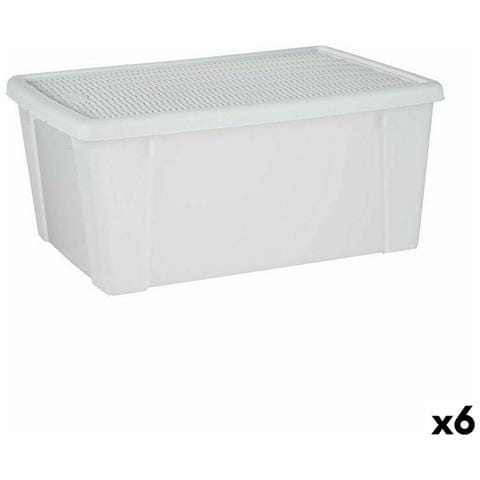 Scatola Portaoggetti Con Coperchio Elegance Bianco Plastica 29 X 17 X 39 Cm (6 Unità) - Foto 1