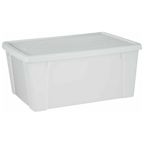 Scatola Portaoggetti Con Coperchio Elegance Bianco Plastica 29 X 17 X 39 Cm (6 Unità) - Foto 3