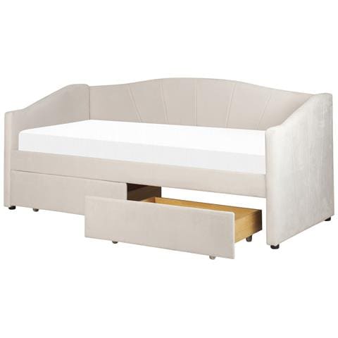 Letto Da Giorno Con Contenitore Tessuto Beige Chiaro 90 X 200 Cm Vittel - Foto 2