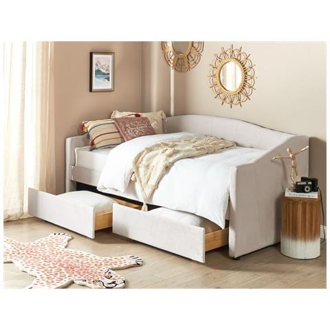 Letto Da Giorno Con Contenitore Tessuto Beige Chiaro 90 X 200 Cm Vittel - Foto 1