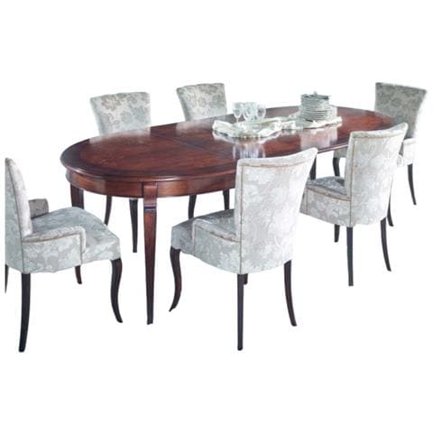 Tavolo Ovale Allungabile Classico Legno Intarsio Tinta Noce 160x110x77 - Foto 1