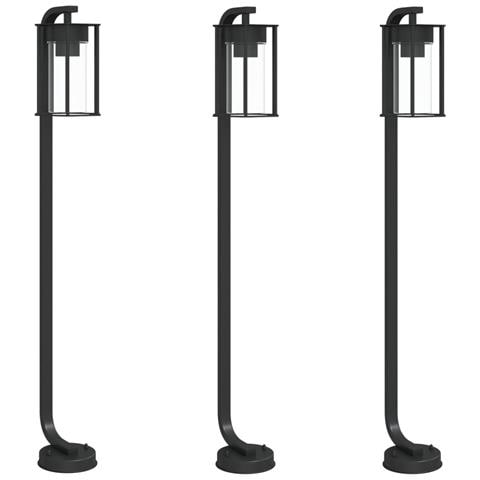 Lampade Da Terra Per Esterni 3 Pz Nere 100 Cm In Acciaio Inox - Foto 2