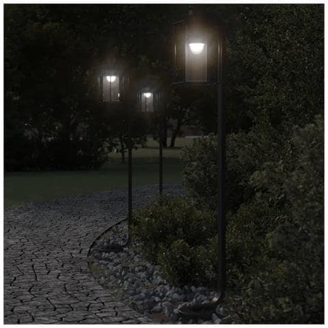 Lampade Da Terra Per Esterni 3 Pz Nere 100 Cm In Acciaio Inox - Foto 1