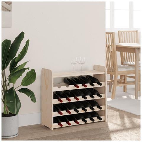 Portavini Pannello Superiore 67,5x25x60 Cm Legno Massello Pino - Foto 3