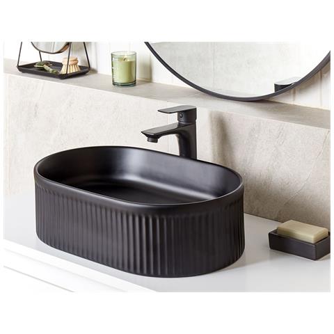 Lavabo Bagno Ceramica Nero 49 X 31 Cm Geldo - Foto 1