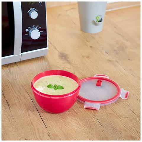 Clip & Micro Contenitore Rotondo Microonde, Rosso, 1,1 L - Foto 2