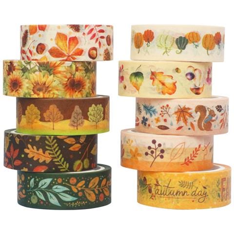 Set Di 10 Washi Tape Neri Con Lamina Oro, Nastro Adesivo Decorativo Multicolor1 - Foto 1